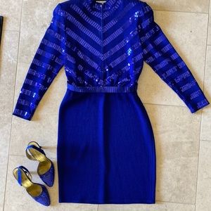 St John navy sequined dress. 8